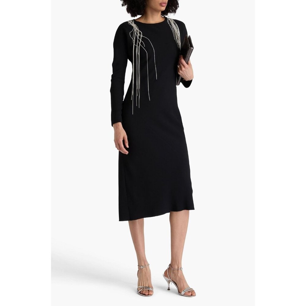 Dries Van Noten Davion Rhinestone black Crepe Dress size IT 38/ US 6 NWOT